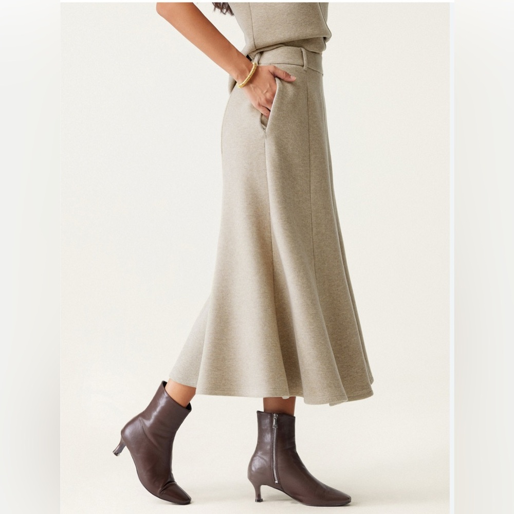 OGL FuzzLuxe High Waisted Umbrella Hem Midi Skirt - Heather Morganite SIZE LARGE